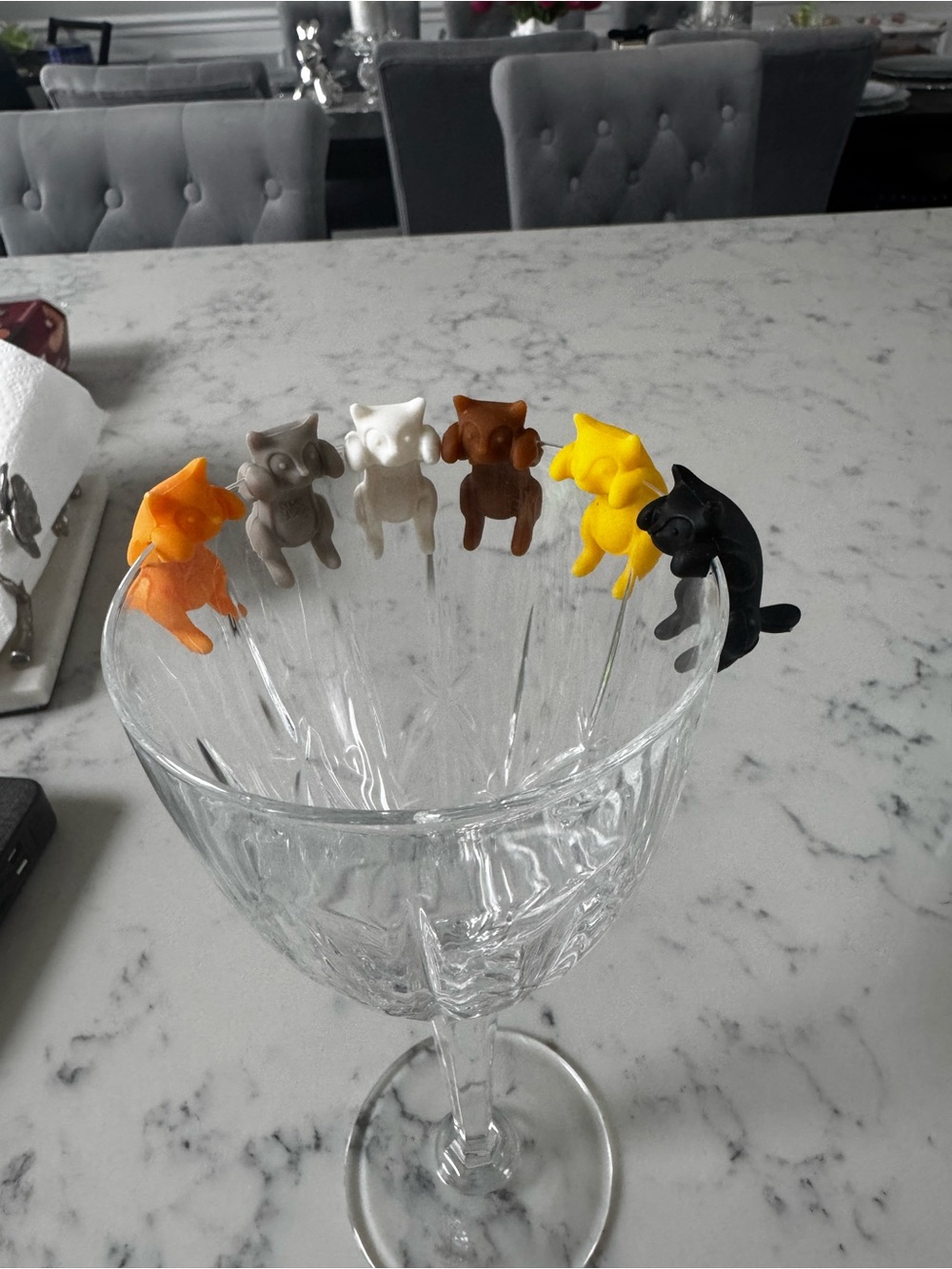 New Cat Wine glass charms Set - Multicolor